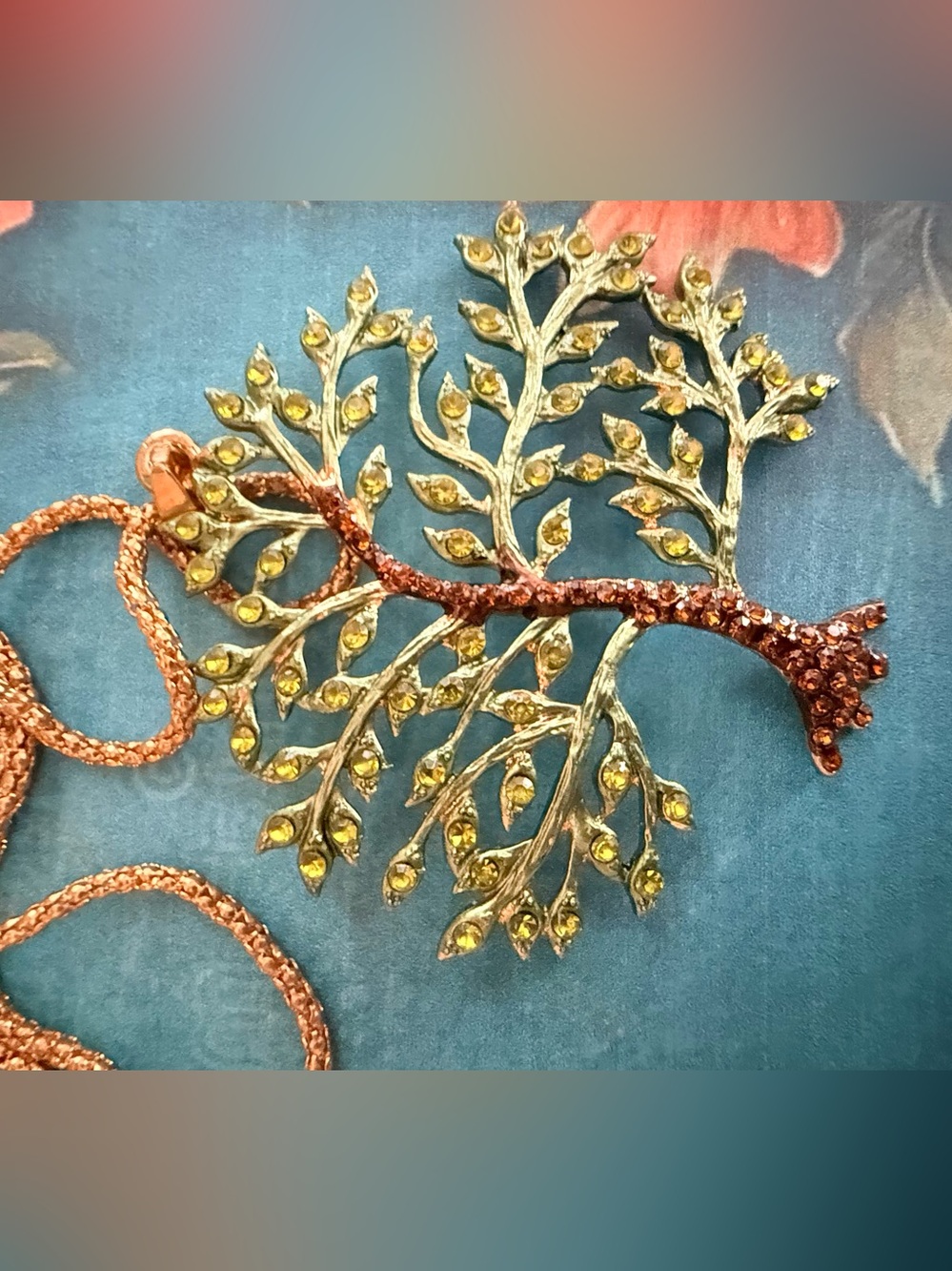 Betsey Johnson Gold-Tone Leaf Branch Pendant Necklace in Yellow